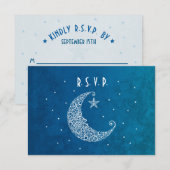 Over de Moon Wedding RSVP-kaart RSVP Kaartje (Voorkant / Achterkant)