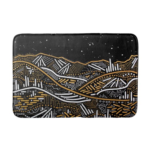 Over de Night Sky Landscape Bathmat Badmat (Voorkant)