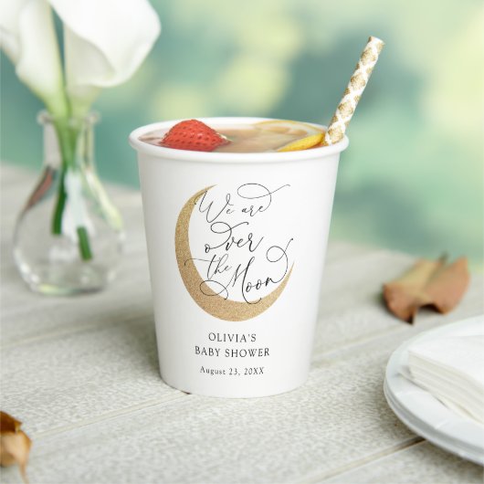 Over de papierbekertjes van het Moon-Baby shower Papieren Bekers (Insitu)