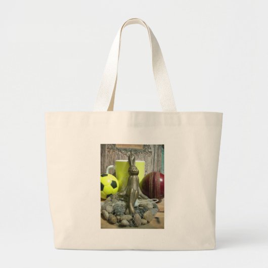 Over de Pitch & Crease: Football Cricket Blend Grote Tote Bag (Voorkant)