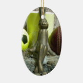 Over de Pitch & Crease: Football Cricket Blend Keramisch Ornament (Rechts)