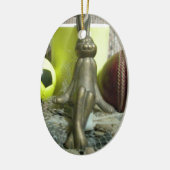 Over de Pitch & Crease: Football Cricket Blend Keramisch Ornament (Links)