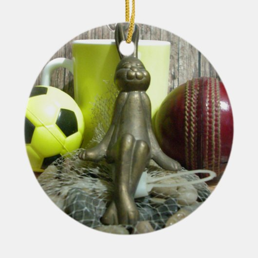 Over de Pitch & Crease: Football Cricket Blend Keramisch Ornament (Voorkant)