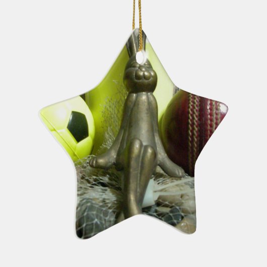 Over de Pitch & Crease: Football Cricket Blend Keramisch Ornament (Rechts)