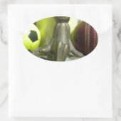 Over de Pitch & Crease: Football Cricket Blend Ovale Sticker (Tas)