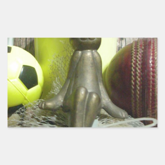 Over de Pitch & Crease: Football Cricket Blend Rechthoekige Sticker (Voorkant)