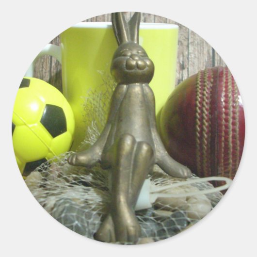 Over de Pitch & Crease: Football Cricket Blend Ronde Sticker (Voorkant)