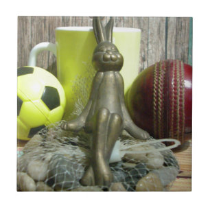 Over de Pitch & Crease: Football Cricket Blend Tegeltje