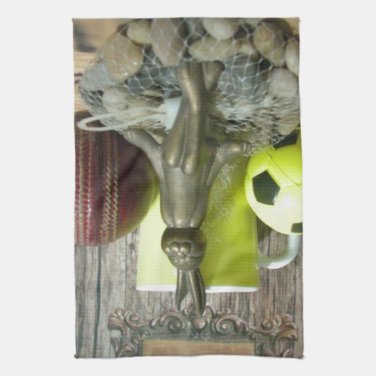 Over de Pitch & Crease: Football Cricket Blend Theedoek (Verticaal)