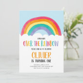 Over de Rainbow Blue Boy Verjaardagsuitnodiging Kaart (Staand voorkant)