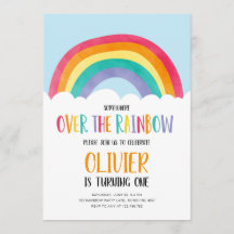 Over de Rainbow Blue Boy Verjaardagsuitnodiging