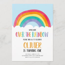 Over de Rainbow Blue Boy Verjaardagsuitnodiging Kaart