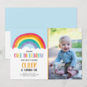Over de Rainbow Blue Boy Verjaardagsuitnodiging Kaart (Voorkant / Achterkant)