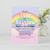 Over de Rainbow Kids Verjaardag uitnodiging (Staand voorkant)