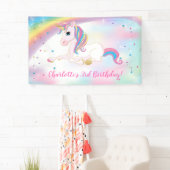 Over de Rainbow Magical Eenhoorn Verjaardag Achter Spandoek (Insitu)