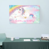 Over de Rainbow Magical Eenhoorn Verjaardag Achter Spandoek (Beurs)