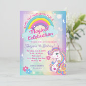 Over de Rainbow Unicorn Verjaardag uitnodiging (Staand voorkant)
