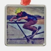 Over de rand - Stunt-Scooter Champ Metalen Ornament (Voorkant)