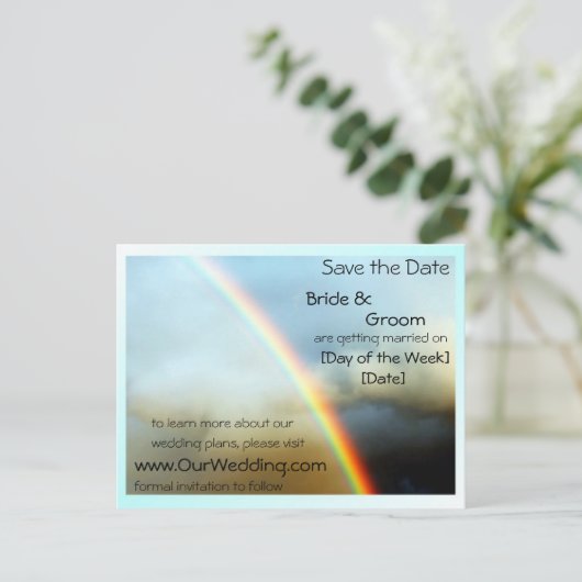 OVER DE REGENBOOG AANKONDIGINGSKAART (Staand voorkant)