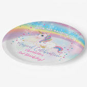 Over de regenboog eenhoorn verjaardag papieren bordje (Gekanteld)