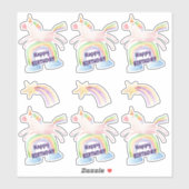 Over de Regenboog Eenhoorn Verjaardag Sticker (Vel)