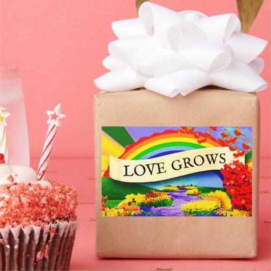 OVER DE REGENBOOG RECHTHOEKIGE STICKER (Feest)