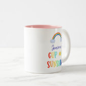 over de regenboog voor jou! tweekleurige koffiemok (Voorkant rechts)