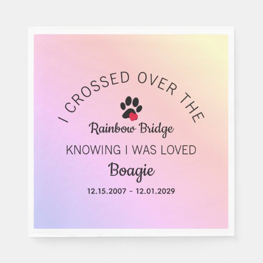Over De Regenboogbrug Aangepaste Dierbare Herdenki Servet (Voorkant)