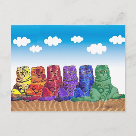 Over de regenboogkatten briefkaart (Voorkant)