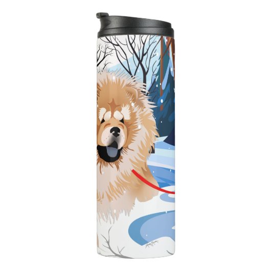 OVER DE RIVER Red Chow thermische tumbler Thermosbeker (Geroteerd rechts)