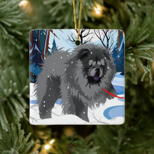 OVER DE RIVIER Black Chow 2023 Kerstbal Keramisch Ornament