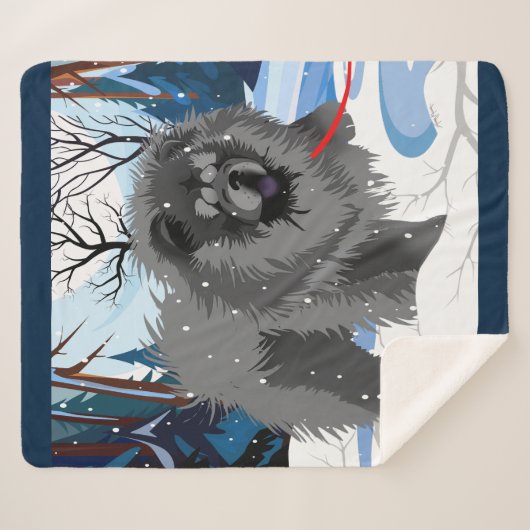 OVER DE RIVIER Black Chow Sherpa deken (Voorkant (horizontaal))