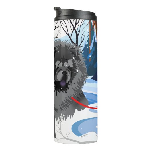 OVER DE RIVIER Black Chow thermische tumbler Thermosbeker (Geroteerd rechts)