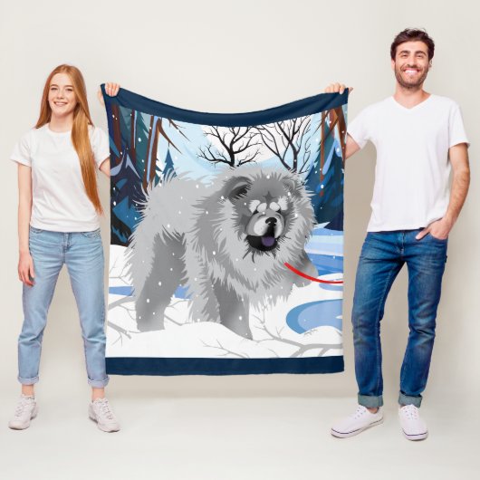 OVER DE RIVIER Blue Chow Fleece deken (In situ)