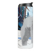 OVER DE RIVIER Blue Chow thermische tumbler Thermosbeker (Gedraaid links)