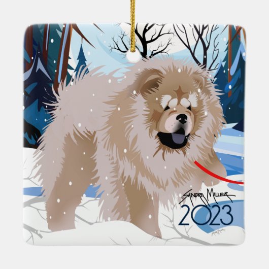 OVER DE RIVIER Cinnamon fawn Chow 2023 Ornament (Achterkant)