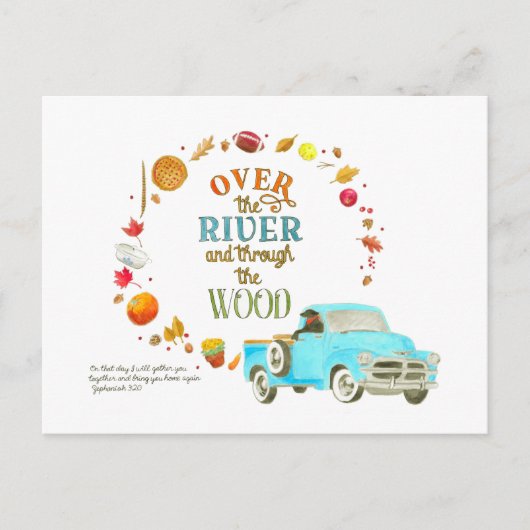 Over de rivier en door de Thanksgiving van hout Briefkaart (Voorkant)