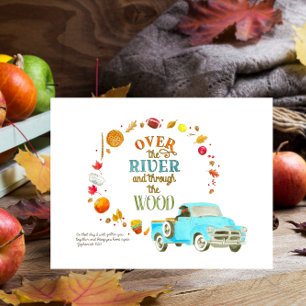 Over de rivier en door de Thanksgiving van hout Feestdagen Kaart