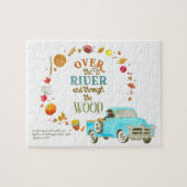 Over de rivier en door de Thanksgiving van hout Legpuzzel (Horizontaal)