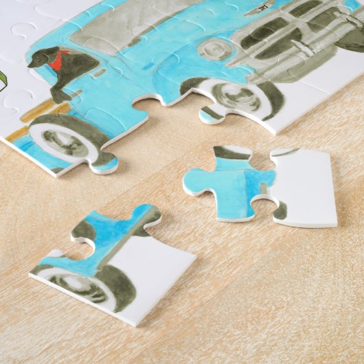 Over de rivier en door de Thanksgiving van hout Legpuzzel (Zijkant)