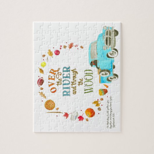 Over de rivier en door de Thanksgiving van hout Legpuzzel (Verticaal)