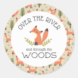 Over de rivier en door het bos ronde sticker