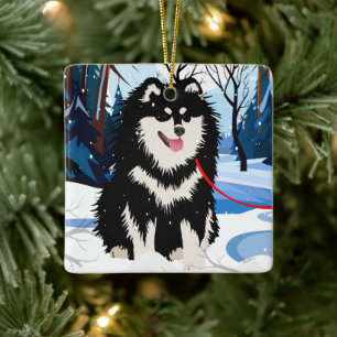 OVER DE RIVIER Finse Lapphund 2023 Kerstbal Keramisch Ornament