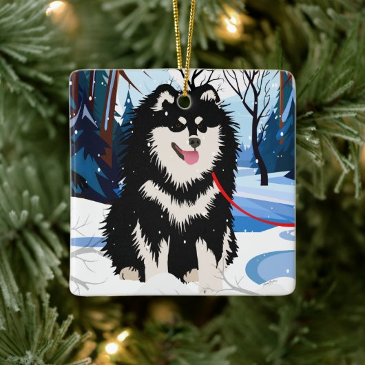 OVER DE RIVIER Finse Lapphund 2023 Kerstbal Keramisch Ornament (Boom)