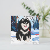 OVER DE RIVIER Finse Lapphund mini print kaarten (Staand voorkant)