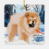 OVER DE RIVIER Red Chow 2023 Kerstbal Keramisch Ornament (Achterkant)