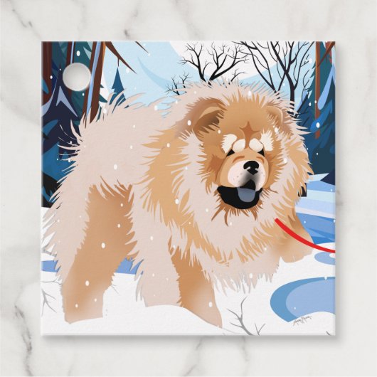 OVER DE RIVIER Rood Chow cadeaukaartjes voor en ac Bedankjes Labels (Voorkant)