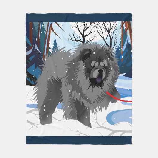 OVER DE RIVIER Zwarte Chow Fleece deken (Voorkant)
