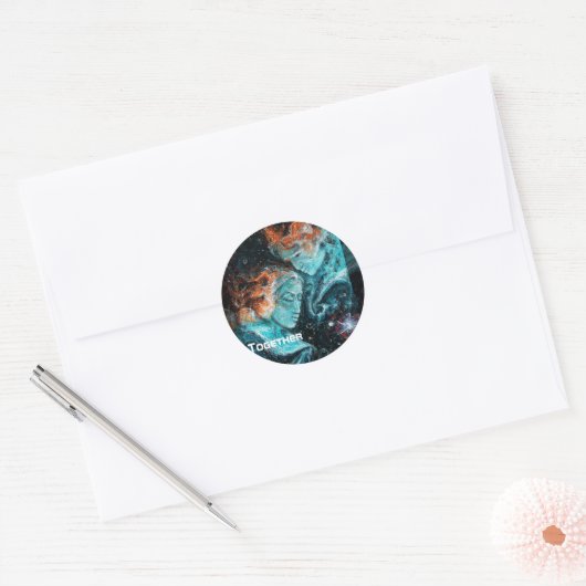 Over de ruimte ronde sticker (Envelop)