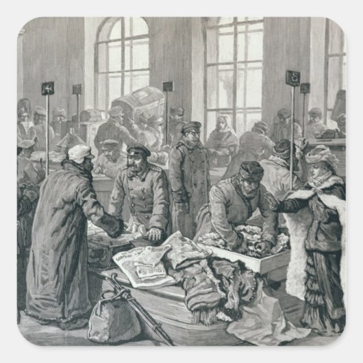 Over de Russische grens Vierkante Sticker (Voorkant)